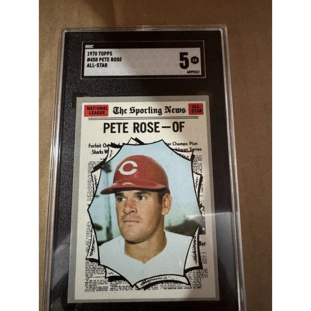 Vintage Baseball 1970 Topps - All-Star Pete Rose #458 SGC Graded 5 EX